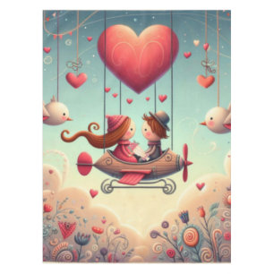Niedliches whimsical Valentin's Day Herz Flugzeug Tischdecke
