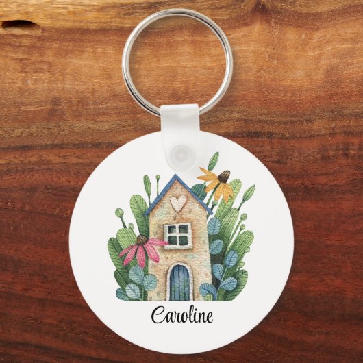 Niedliches Whimsikfarbenes Rundaluminium Schlüsselanhänger (Vorderseite)