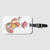 Niedliches Whimsikhühnchen mit Tropengetränk Gepäckanhänger (Vorderseite (Horizontal))