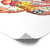 Niedliches Whimsikhühnchen mit Tropengetränk Poster (Ecke)