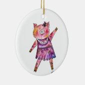 Niedliches Whimsiktanzschwein Keramik Ornament (Rechts)