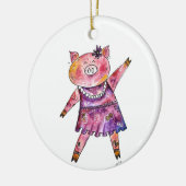 Niedliches Whimsiktanzschwein Keramik Ornament (Links)