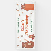 Niedliches Whimsischer Bär Camping Geburtstag Will Banner (Vertikal)