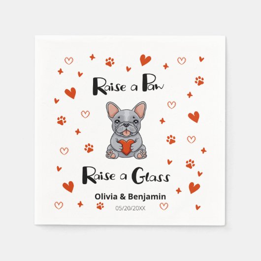 Niedliches Whimsisches Bulldog-Save the Date-Foto Serviette (Vorderseite)