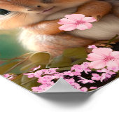 Niedliches Whimsisches Eichhörnchen Pink-Blume Poster (Ecke)