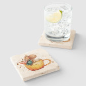 Niedliches Whimsisches Eichhörnchen Steinuntersetzer (Seitenansicht)