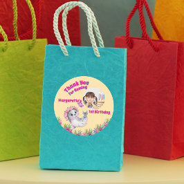 Niedliches Whimsisches Floral Sea Lion Girly Foto Runder Aufkleber