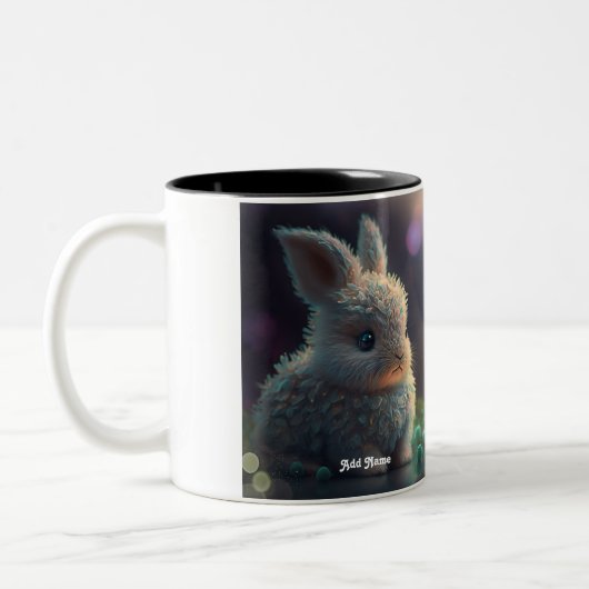 Niedliches Whimsisches Kaninchen-Wald Tier Persona Zweifarbige Tasse (Links)