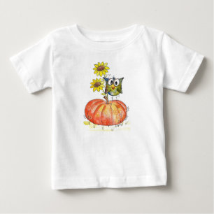Niedliches Whimsisches Owl auf Pumpkin Baby T-shirt