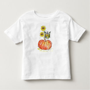 Niedliches Whimsisches Owl auf Pumpkin Kleinkind T-shirt