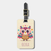Niedliches Whimsisches Owl Gepäckanhänger (Vorderseite vertikal)