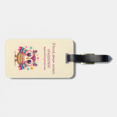 Niedliches Whimsisches Owl Gepäckanhänger (Rückseite horizontal)