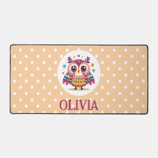 Niedliches Whimsisches Owl Schreibtischunterlage (Vorderseite)