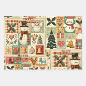 Niedliches Whimsisches Retro Wasserfarbenfroh Weih Geschenkpapier Set (Vorderseite 3)