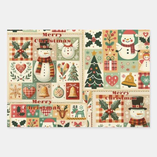 Niedliches Whimsisches Retro Wasserfarbenfroh Weih Geschenkpapier Set (Vorderseite 3)