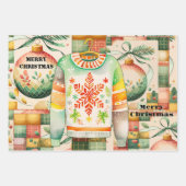 Niedliches Whimsisches Retro Wasserfarbenfroh Weih Geschenkpapier Set (Vorderseite)