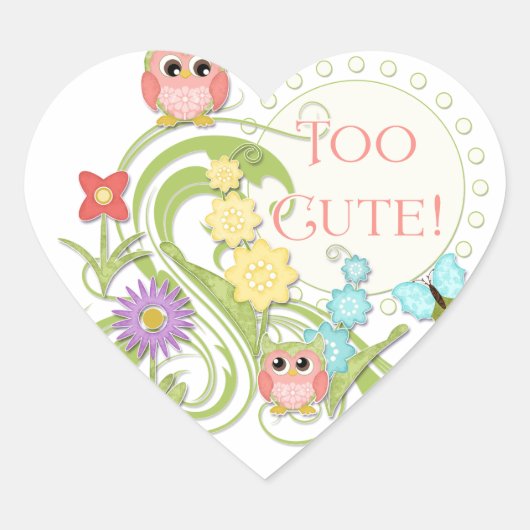Niedliches Whimsisches Schmetterlingshuhn Herz-Aufkleber (Vorderseite)