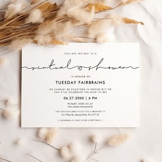 Niedliches whimsisisskript Virtuelle Babydusche Einladung