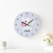 Niedliches White Baby Elephant rosa Herzklopfen in Große Wanduhr (Zuhause)