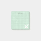 Niedliches White Bunny Rabbit Harlequin Muster | G Post-it Klebezettel (Vorderseite)