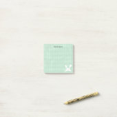 Niedliches White Bunny Rabbit Harlequin Muster | G Post-it Klebezettel (Auf Schreibtisch)