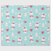 Niedliches White Bunny Weihnachtsmuster Geschenkpapier (Flach)