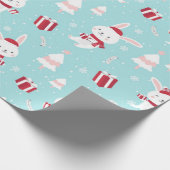 Niedliches White Bunny Weihnachtsmuster Geschenkpapier (Ecke)
