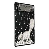 Niedliches White Cat Tanzen auf Piano Keyes Zeichn Mini Klemmbrett (Schrägansicht)