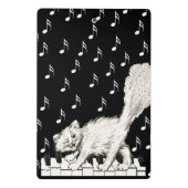 Niedliches White Cat Tanzen auf Piano Keyes Zeichn Mini Klemmbrett (Rückseite)