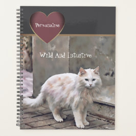 Niedliches White Cat Wild Quote Grau Journal Planer