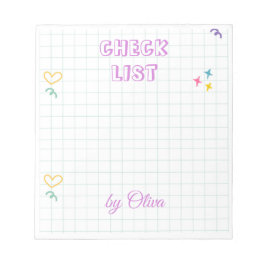 Niedliches White & Colorful Gingham Muster Notizblock