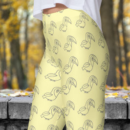 Niedliches White Cream Toucan Bird Muster Leggings