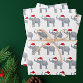 Niedliches White Elephant Weihnachts-Party Geschenkpapier Set