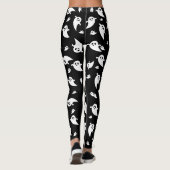 Niedliches White Ghost Shapes Pattern Schwarzes Ha Leggings (Rückseite)