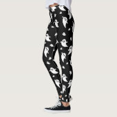 Niedliches White Ghost Shapes Pattern Schwarzes Ha Leggings (Links)