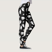 Niedliches White Ghost Shapes Pattern Schwarzes Ha Leggings (Rechts)