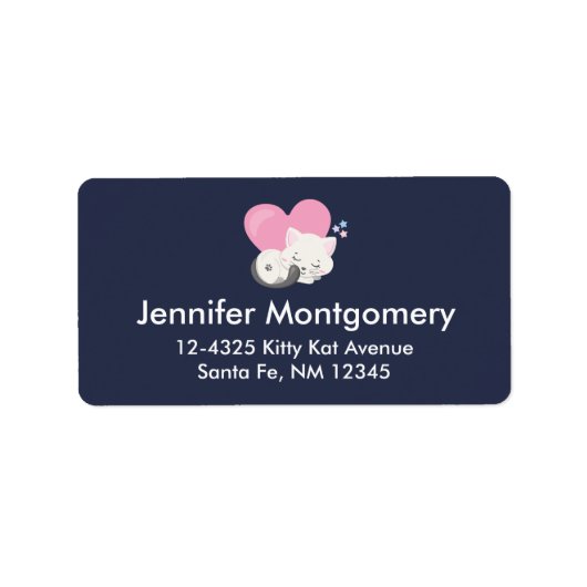 Niedliches White Kitty Cat Schlafen Adressaufkleber (Vorne)