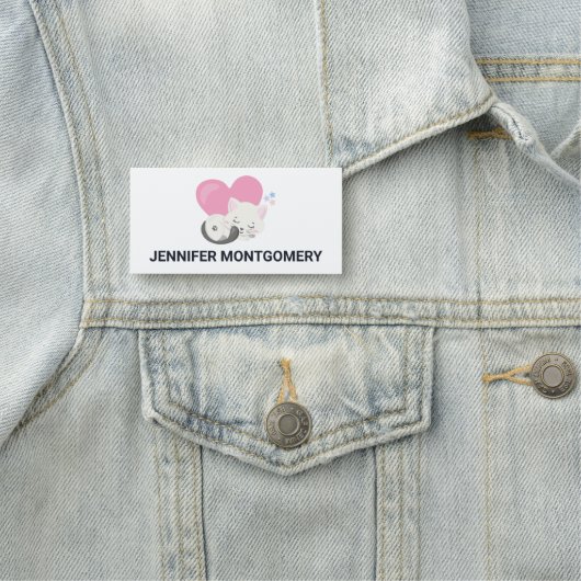 Niedliches White Kitty Cat Schlafen Namensschild (Beispiel)