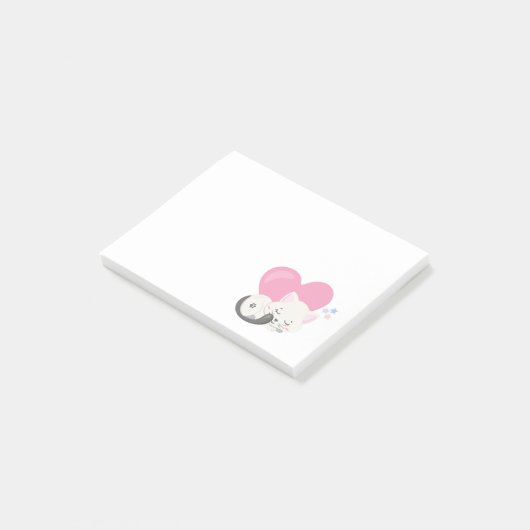 Niedliches White Kitty Cat Schlafen Post-it Klebezettel (angewinkelt)