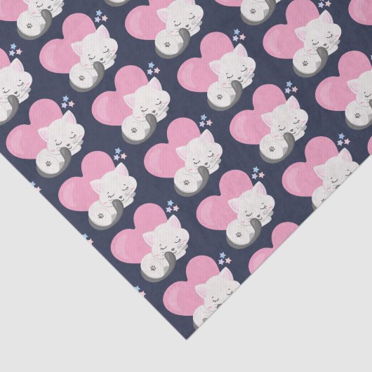 Niedliches White Kitty Cat Schlafmuster Seidenpapier (Ausschnitt)