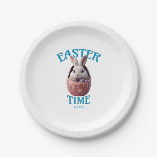 Niedliches White Oaster Bunny Design Pappteller (Vorderseite)