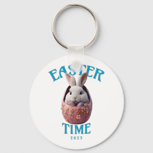 Niedliches White Oaster Bunny Design Schlüsselanhänger