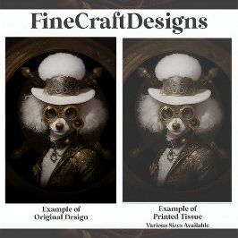 Niedliches White Steampunk Poodle Painting D2L Dec Seidenpapier