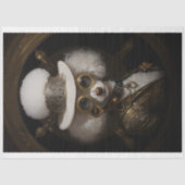 Niedliches White Steampunk Poodle Painting D2R Dec Seidenpapier (Vorderseite)