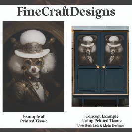 Niedliches White Steampunk Poodle Painting D2R Dec Seidenpapier