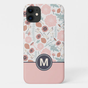 Niedliches Wiederholrosa Creme Botanisches Monogra Case-Mate iPhone Hülle