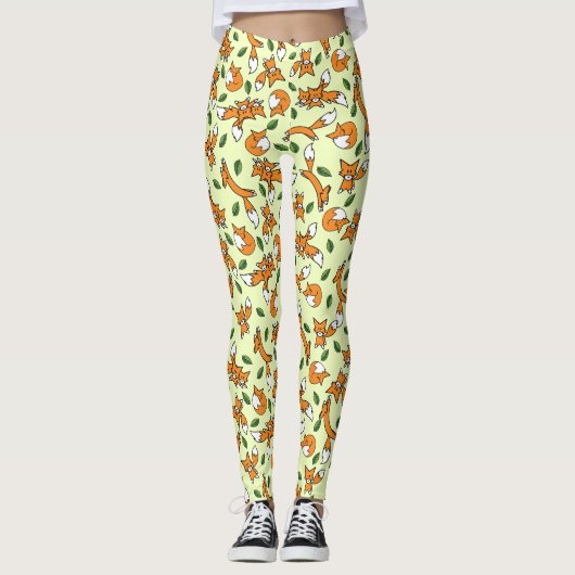 Niedliches Wildfox und Leaf Muster Leggings (Vorderseite)