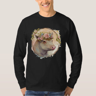 Niedliches Wildschwein Wasserfarben Blumenkrone Ti T-Shirt