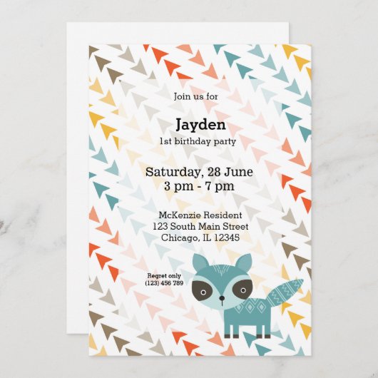 Niedliches Wildtier Einladung (Vorne/Hinten)