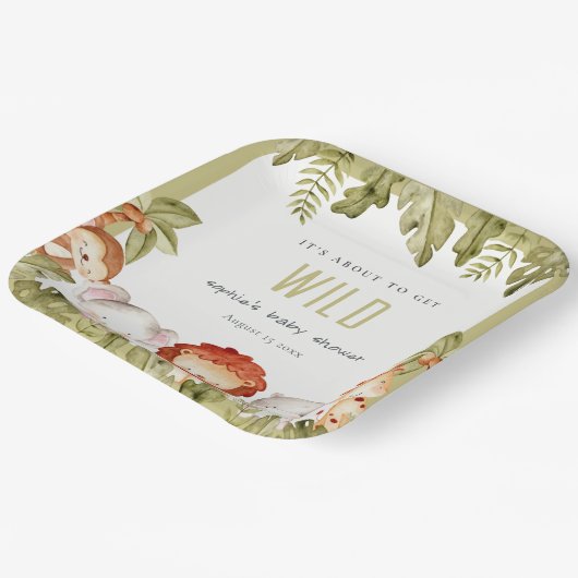 Niedliches Wildtier-Kinderdusche Pappteller (Gewinkelt)